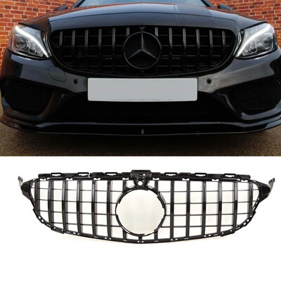 Mercedes C-Class W205 Grille Gloss Black Americana AMG GT Style (with camera)