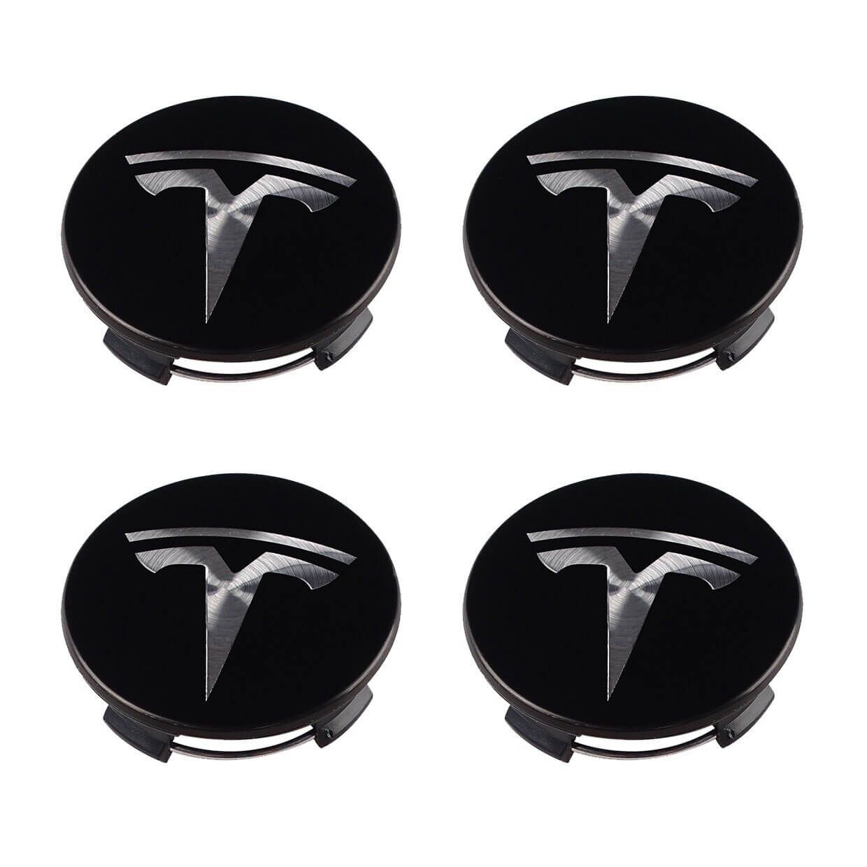 Tesla Wheel Centre Caps Silver/Black - Model 3/S/X/Y