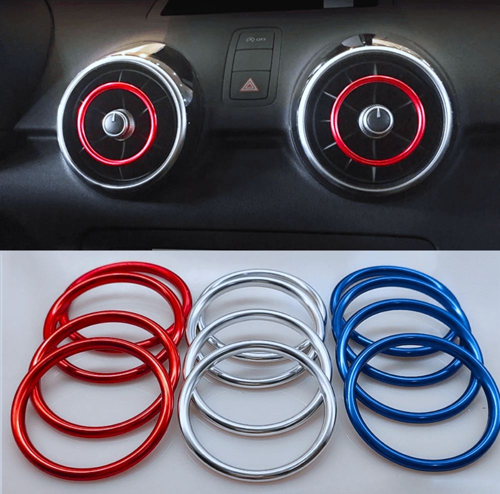 Audi A1 S1 Air Vent Trim Rings - Red/Blue/Silver