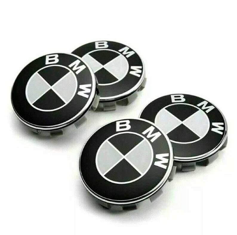 BMW Wheel Centre Caps - Black &amp; White (Set of 4)