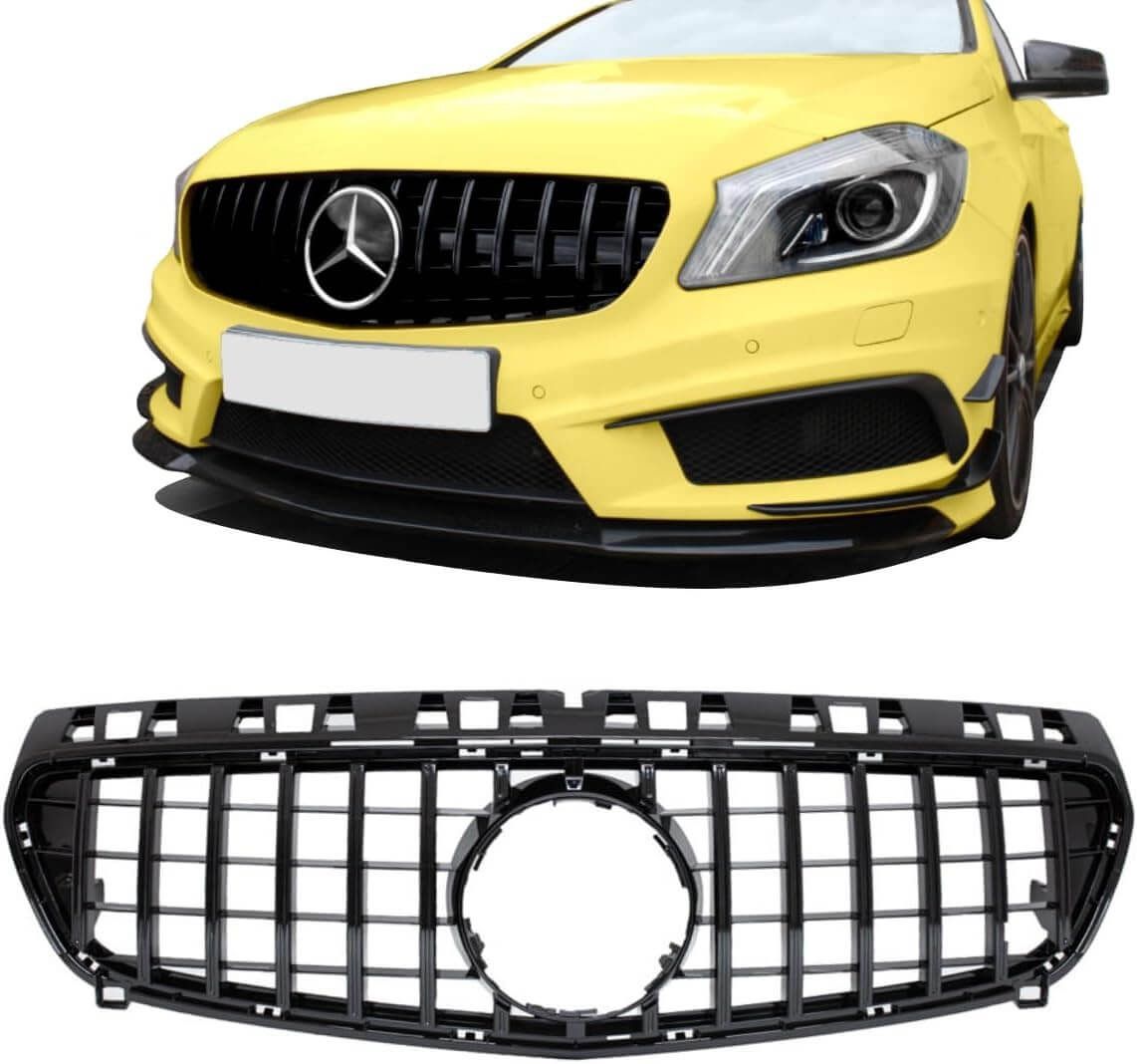Mercedes A-Class W176 Gloss Black Grille &#39;12-&#39;15 - GT Panamericana Style