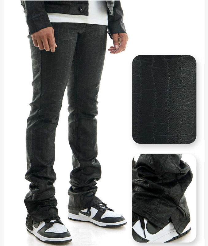 leather Pattern Stacked Pants