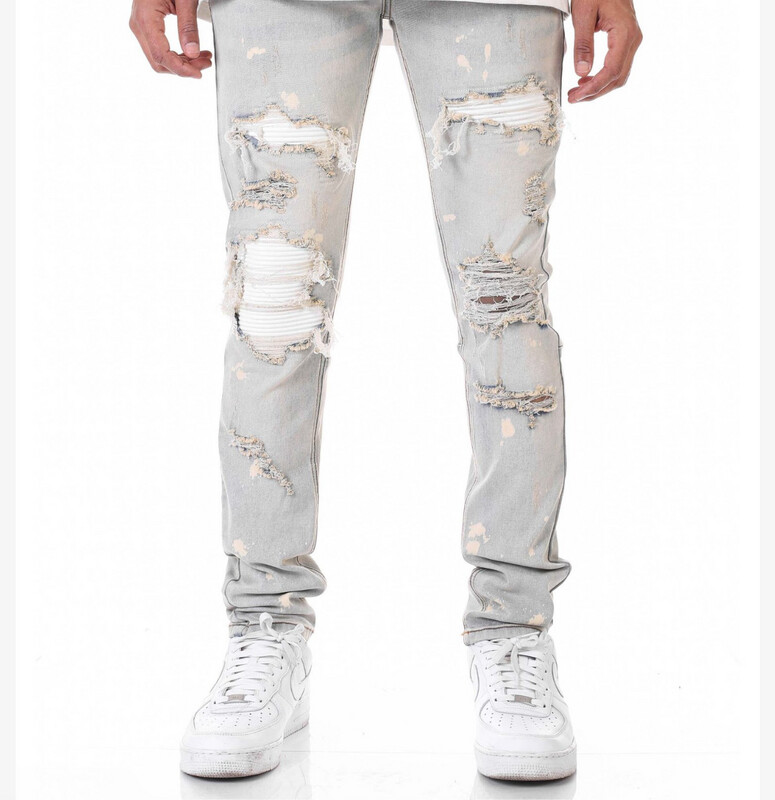 Bleached Moto Jeans Blue