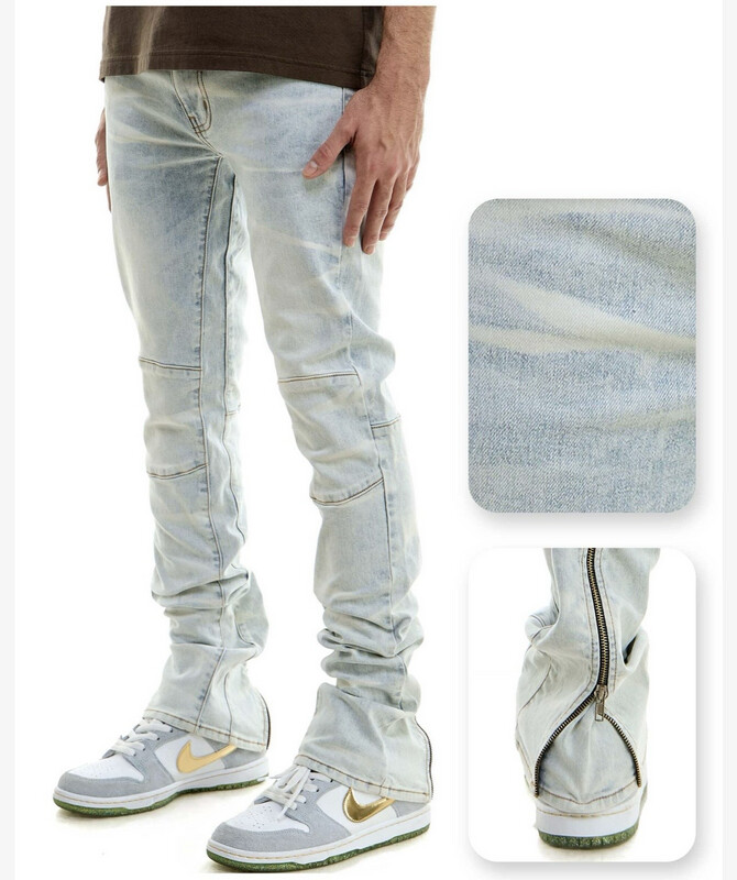 Zipered Stacked Jeans LT Blue