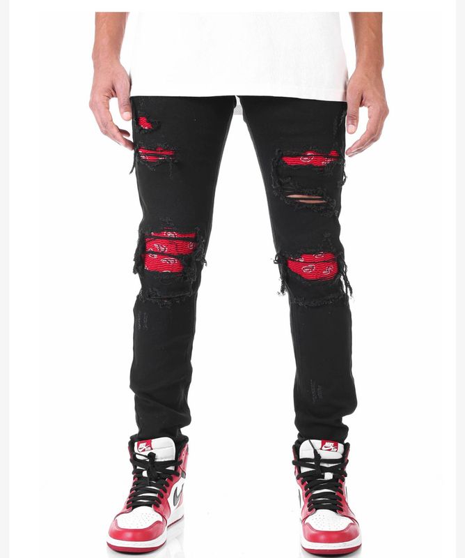 Paisley patched skinny fit
