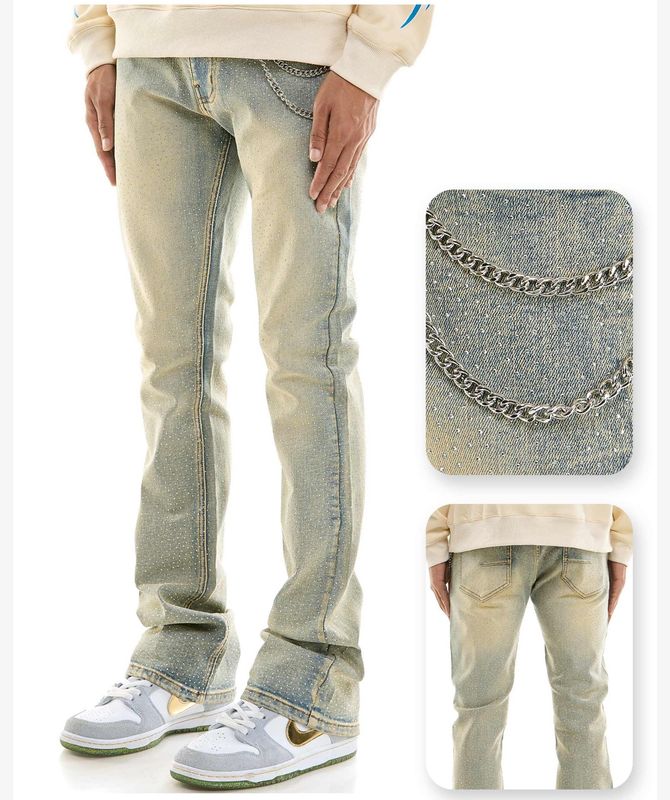 Rhinestone Skinny Flare Fit
