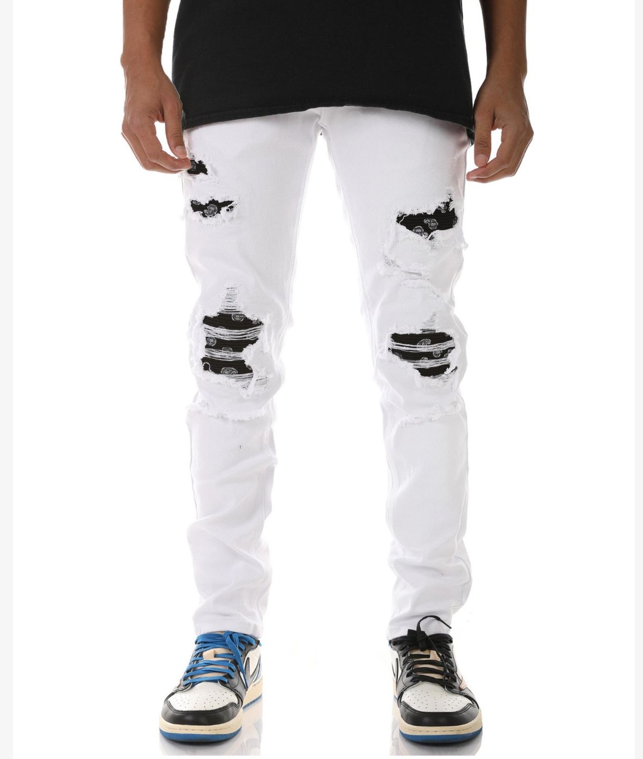 Paisley patched skinny fit
