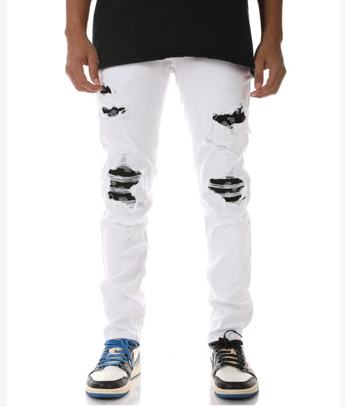 Paisley patched skinny fit