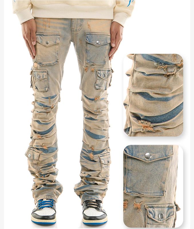 Pleated Cargo Skinny Flare Fit