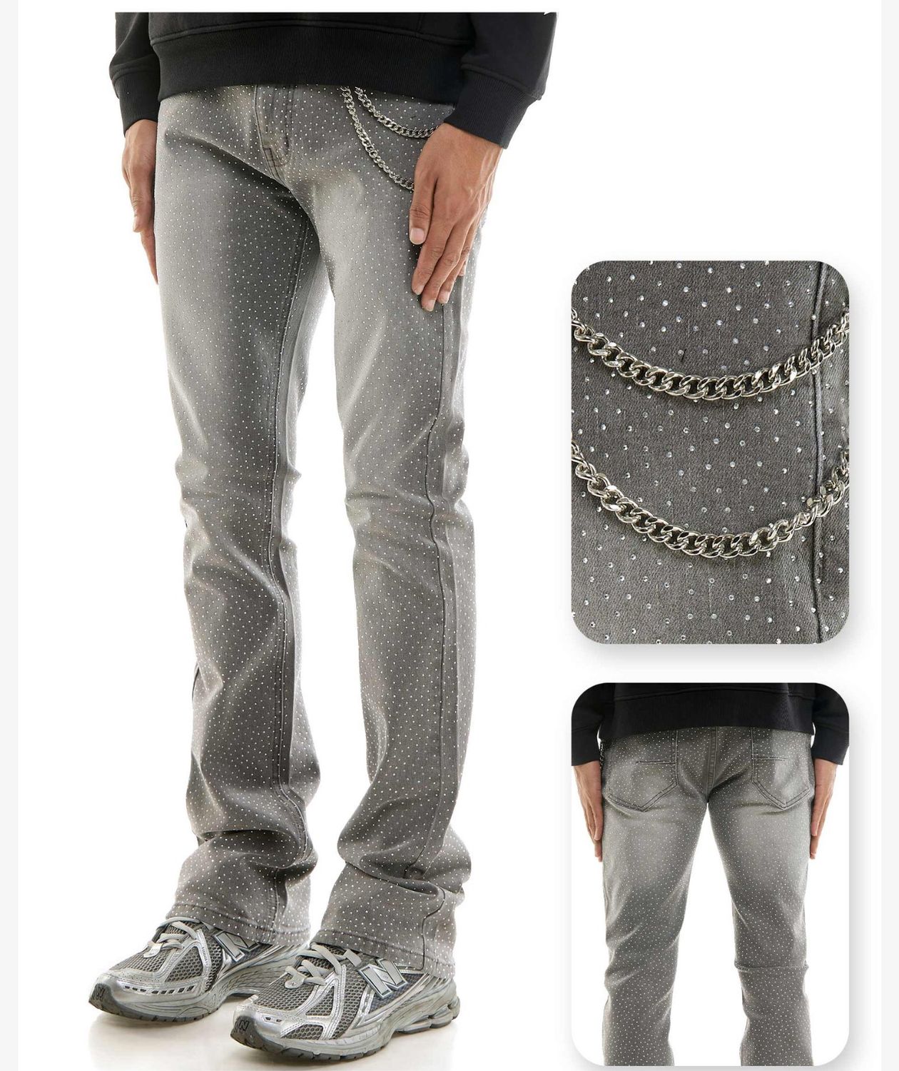 Rhinestone Skinny Flare Fit