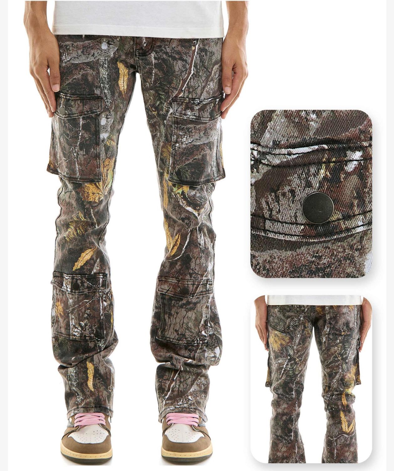 Forest Camo Cargo Skinny Flare Fit