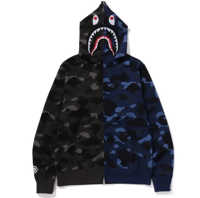 Bape Color Camo Separate Shark FZ Hoodie