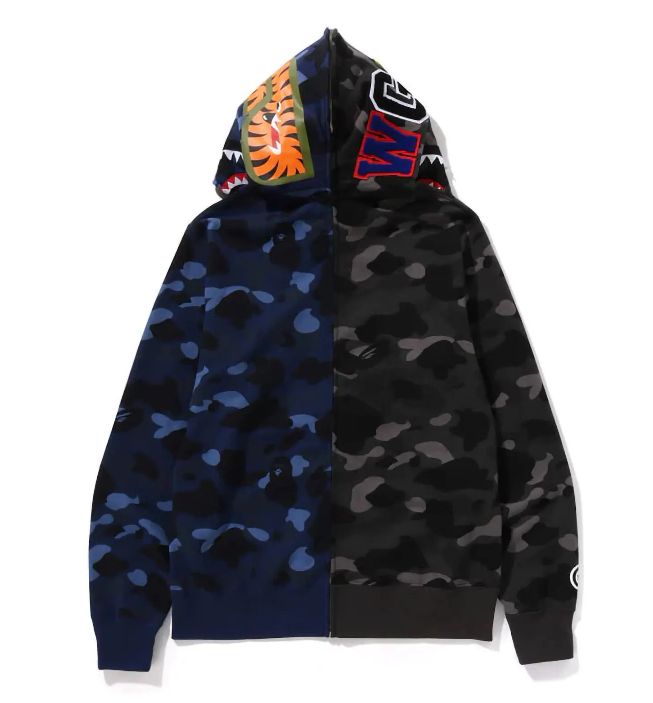 Bape Color Camo Separate Shark FZ Hoodie