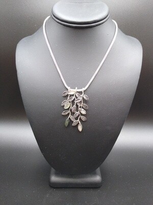 Silver/Abilone Leaf Necklace