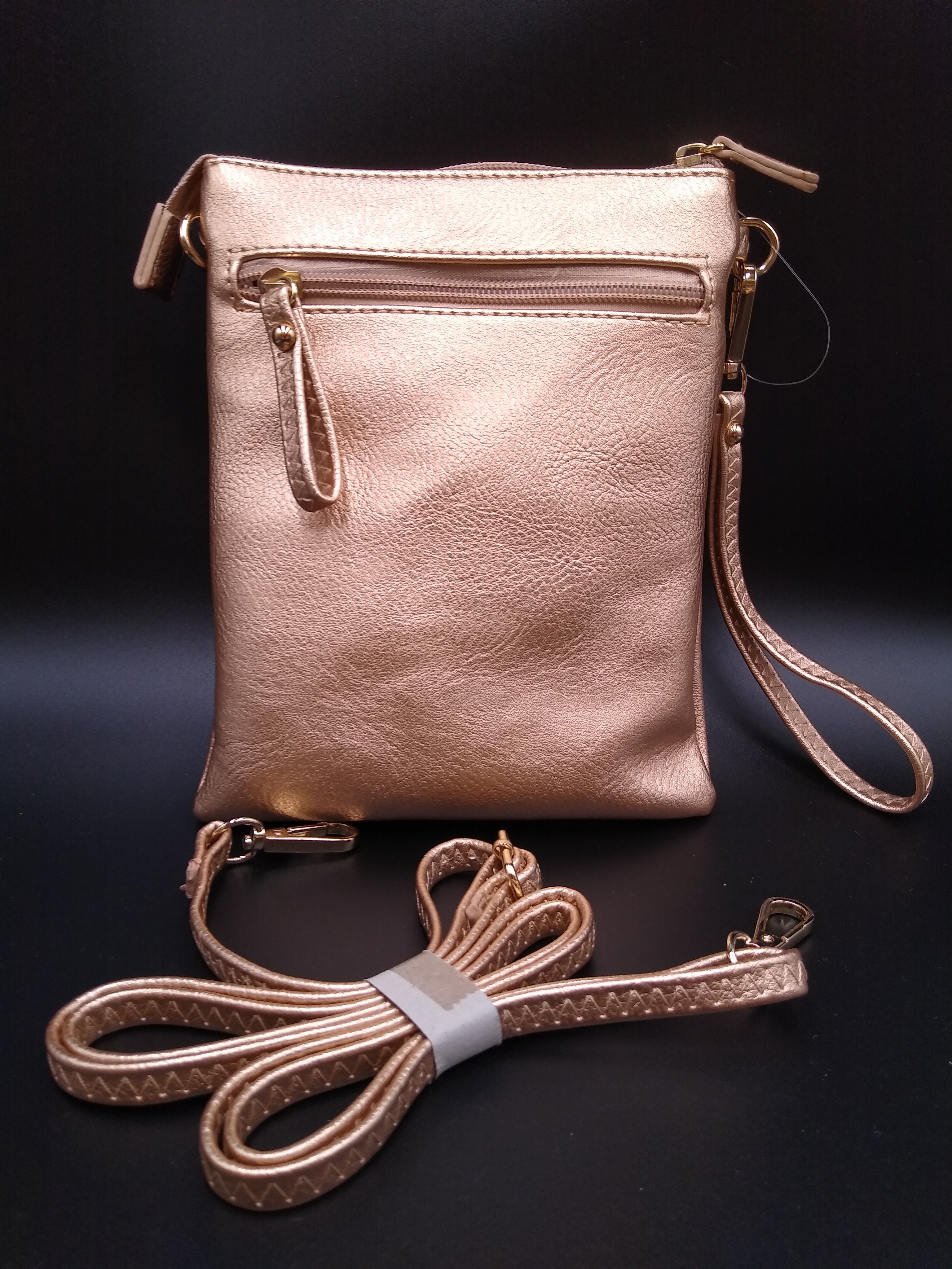 rose gold leather purse
