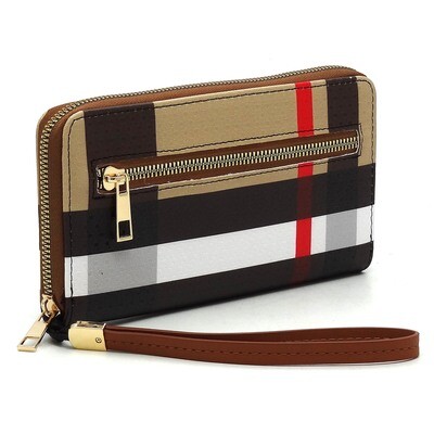 Brown/red stripe wristlet/wallet