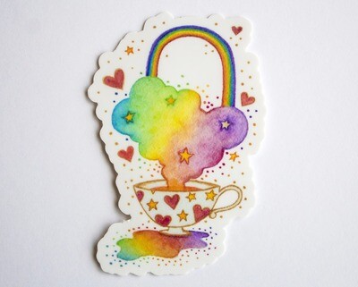 Rainbow Teacup Sticker