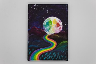 Rainbow Moon Falls Canvas Art