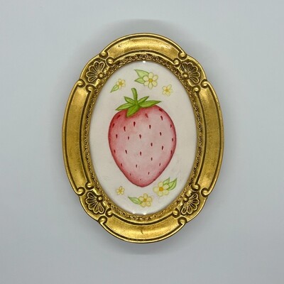 Watercolor Strawberry Framed Art