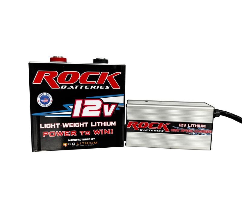 TWO ROCK 12V LIGHT WEIGHT LITHIUM BATTERIES BUNDLED WITH ROCK LITHIUM BATTERY CHARGER 

***FREE T-Shirt with purchase***