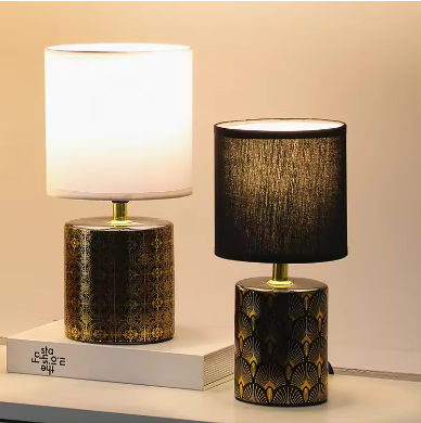 Art Deco Ceramic Table Lamp Round
