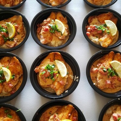 Fish n Smoked Gouda Cauli Grits