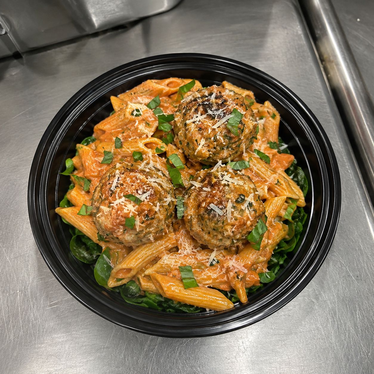Vodka Pasta with Mini Italian Turkey Meatballs (Low Carb Noodles)