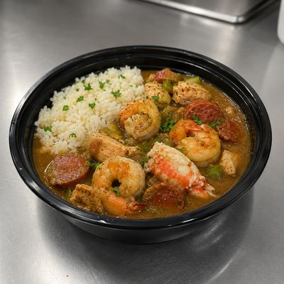 Skinny Girl Gumbo  (Crab, Chicken Sausage & Shrimp) - Roux is made from a Nut based flour)