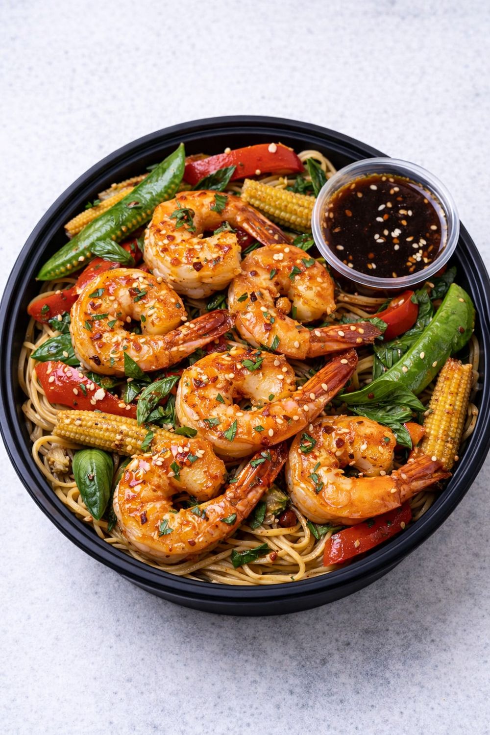 Teriyaki Shrimp w/Wheat noodles
