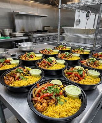Shrimp Fajita Bowl w/Yellow Jasmine Rice