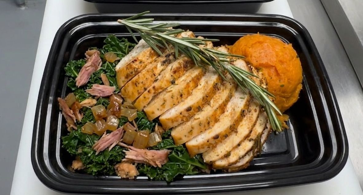 Oven Roasted Turkey Cutlets w/Kale Greens and Sweet Potato