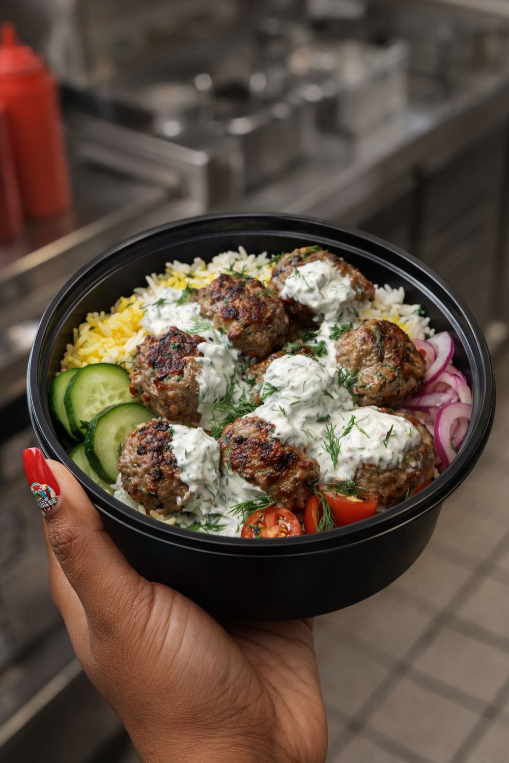 Mediterranean Chicken Meatball bowl