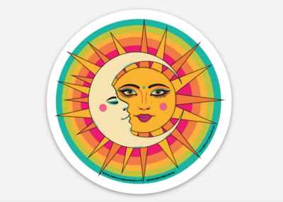 Sun & Moon Round Sticker
