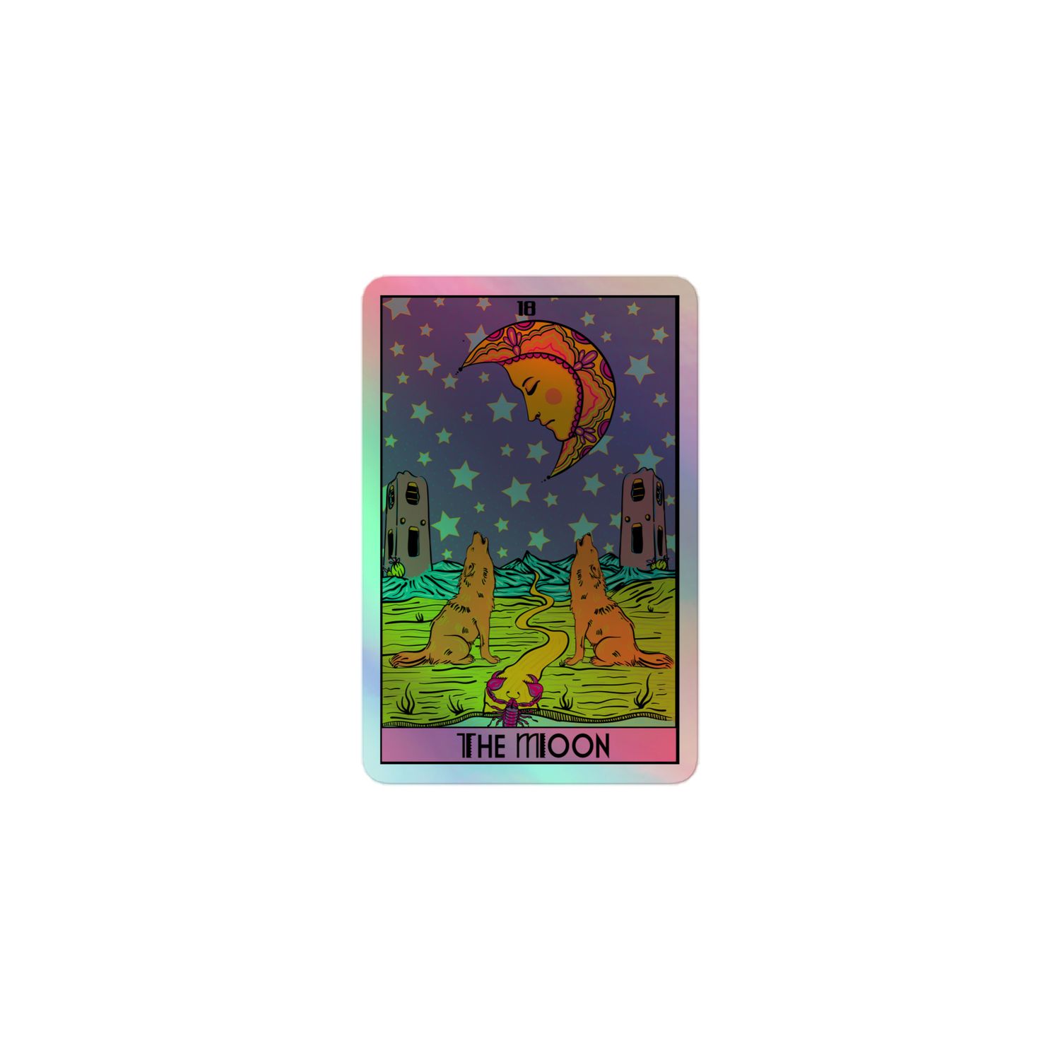 The Moon Tarot Card Holographic Sticker