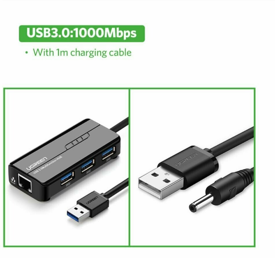 Adaptateur RJ-45 Ethernet et Hub USB 3.0