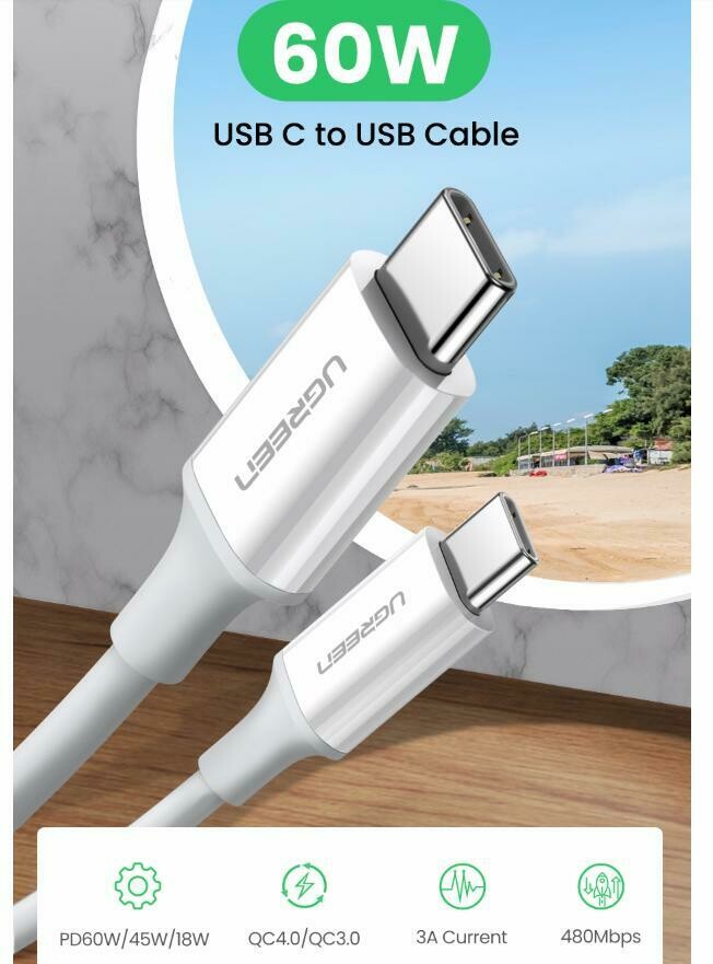 Câble USB type-c Ugreen® PD 60W Charge rapide ?