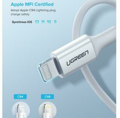 UGREEN Câble USB C vers Lightning avec MFi Certifié
