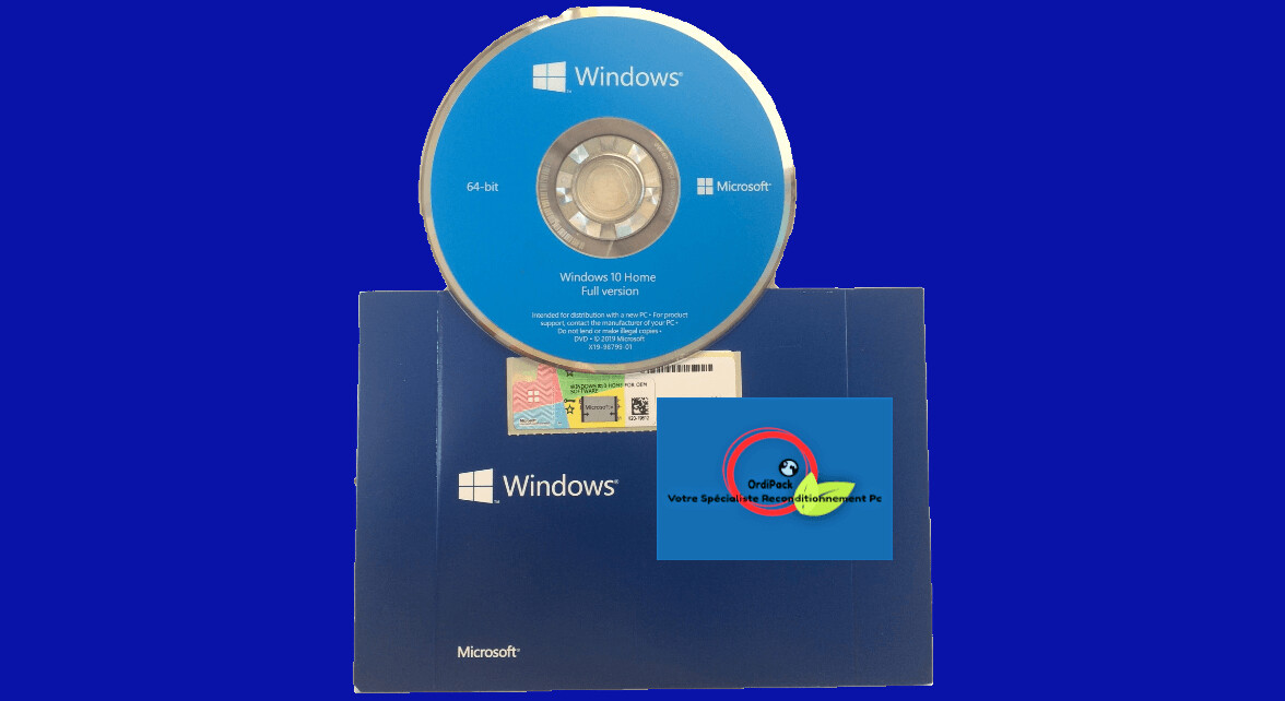 Microsoft Windows 10 Home / Famille 64 Bit 1 PC, Format DVD 64 bit