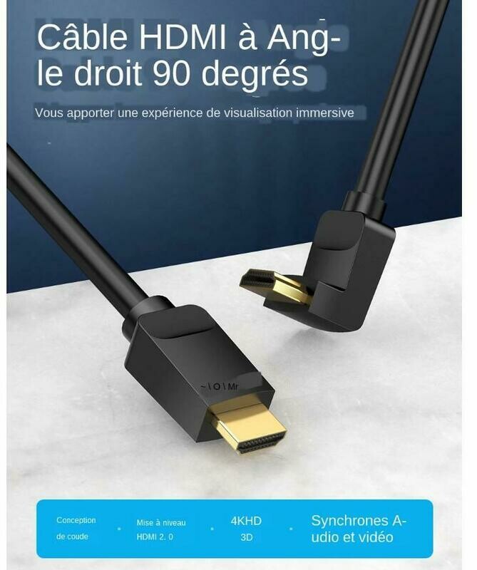 Cordon câble 4K HDMI Articulé pour Apple TV PS4 séparateur vidéo Audio 90 degrés