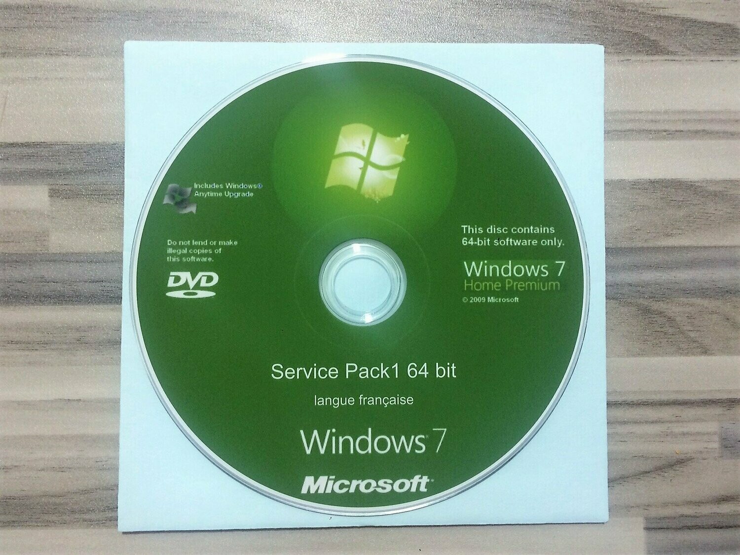 DVD Microsoft Windows 7 Home Premium 64 bit SANS LICENCE