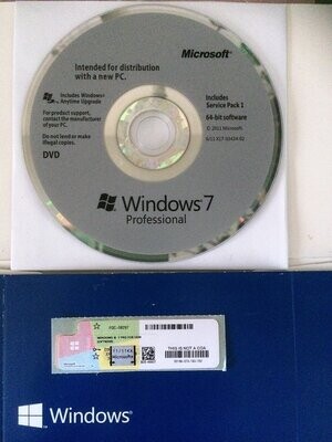 Microsoft® Windows 7 Pro avec DVD 64 bit langue anglaise.
