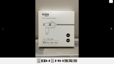 Câble Chargeur iPhone 1m Apple MFI original Certifié 3 en 1 USB