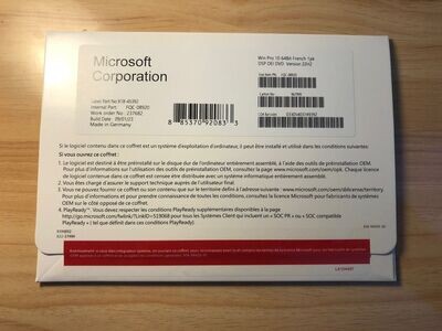 Licence clé sticker Microsoft Windows 10 Pro DVD 64 bit FQC-08920 DSP OEI Neuf