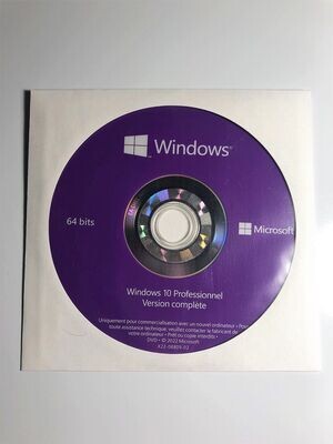Microsoft® Windows 10 Pro 64 bit DVD DISC langue française.