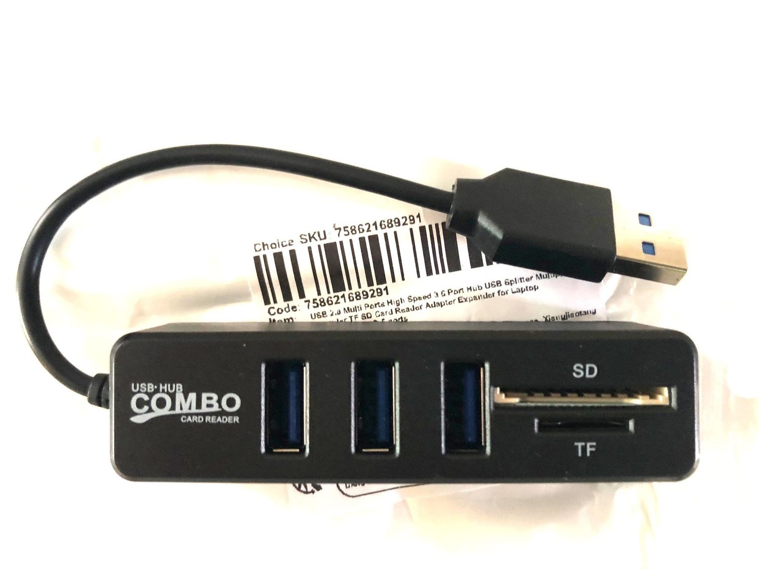 Multiprises port USB HUB 2.0 Câble adaptateur lecteur carte SD/TF micro sd noir