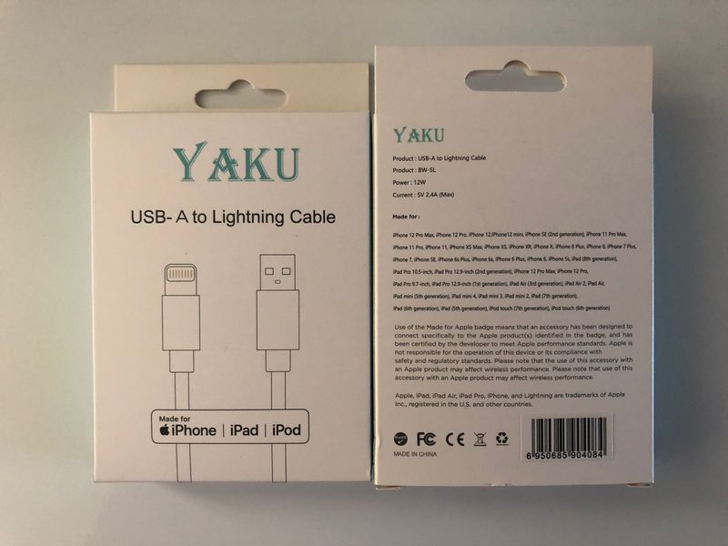 CABLE iPhone USB-A certifié Apple MFi original blanc CHARGEUR ADAPTATEUR