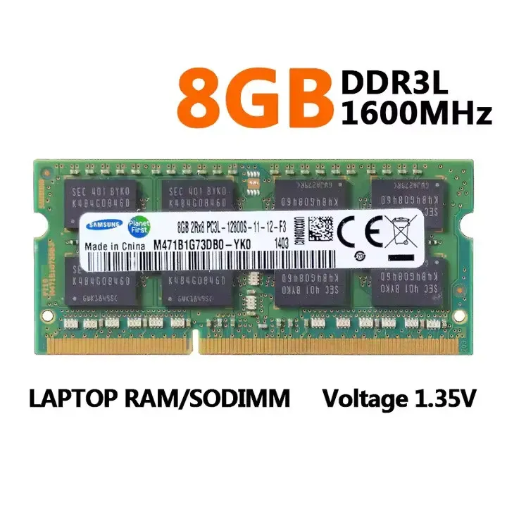 Samsung 8 Go 2RX8 PC3L-12800S DDR3 1600MHZ 1.35V SODIMM RAM mémoire Samsung 8 Go 2RX8 PC3L-12800S DDR3 1600MHZ 1.35V SODIMM RAM mémoire