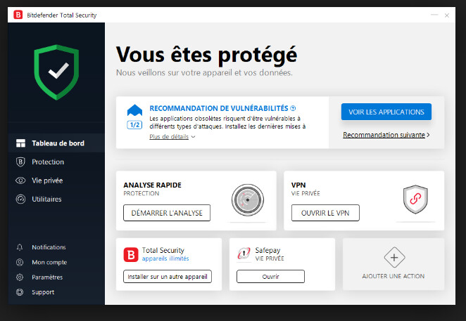 Antivirus BitDefender Total Security dernière édition Antivirus BitDefender Total Security dernière édition