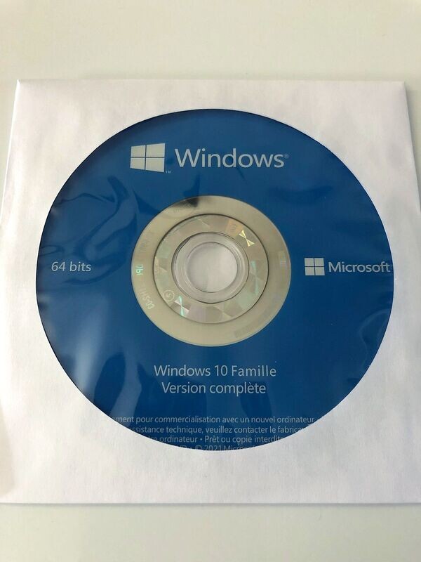 Microsoft® Windows 10 Famille 64 bit DVD DISC langue française Microsoft® Windows 10 Famille 64 bit DVD DISC langue française