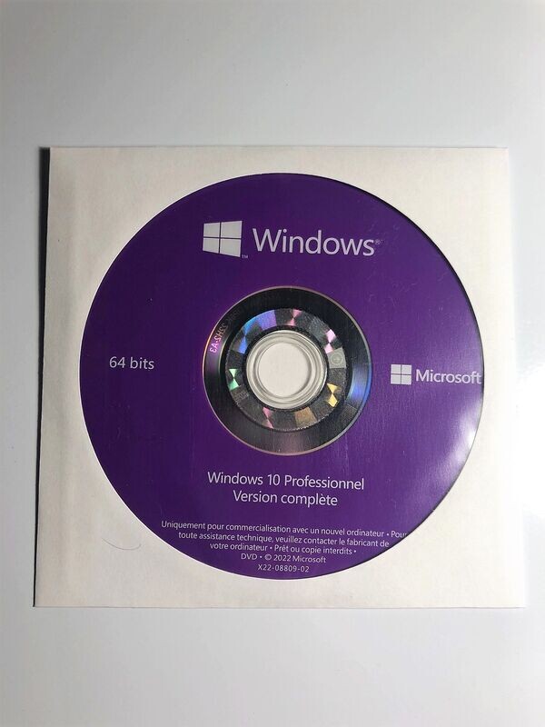 Microsoft® Windows 10 Pro 64 bit DVD DISC langue française. Microsoft® Windows 10 Pro 64 bit DVD DISC langue française.